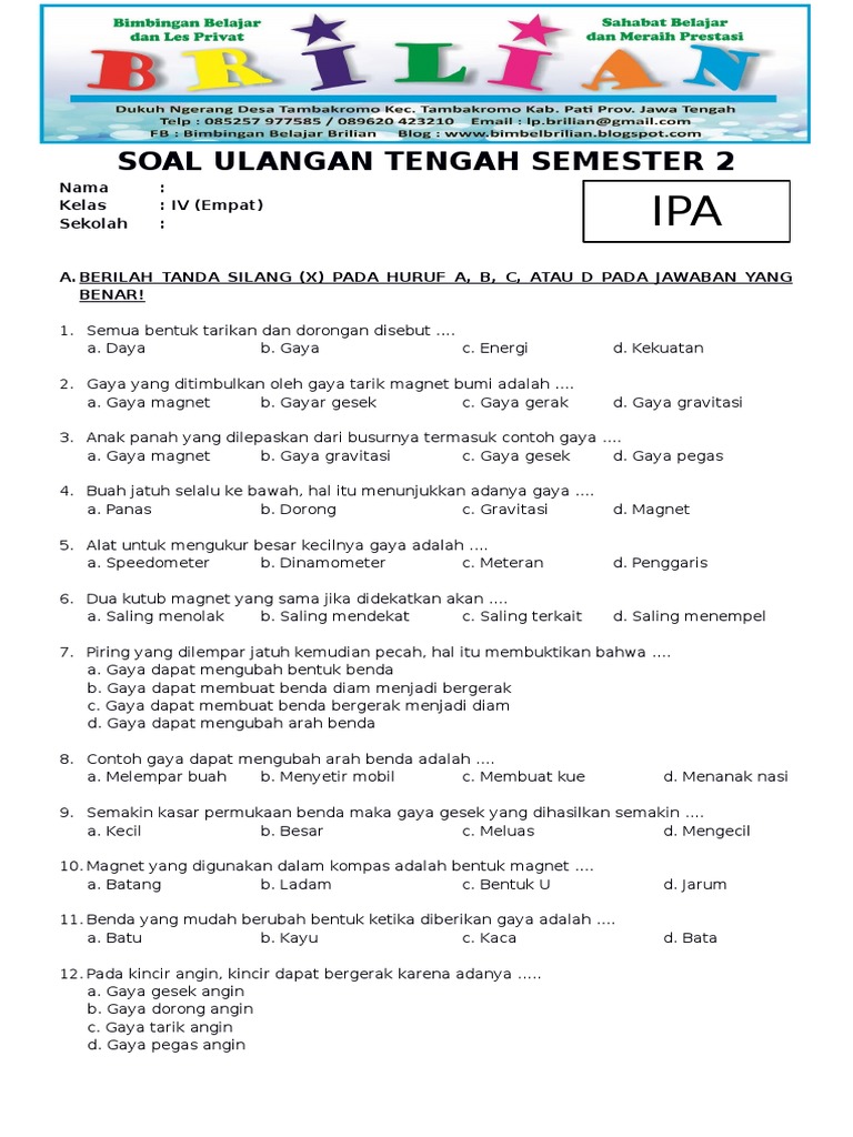 15 Rahasia Lolos Ujian dengan Contoh Soal dan Jawaban IPA Kelas 4 SD Semester 2 Terbaru