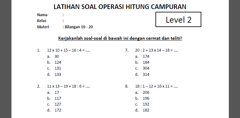 Ternyata Ini Rahasia Cepat Pahami Contoh Soal dan Jawaban Operasi Hitung Campuran SD Kelas 4